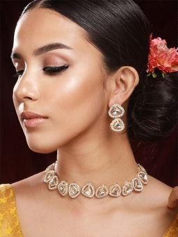 Priyaasi - Pretty Polki Kundan Studded Gold-Plated Jewellery Set
