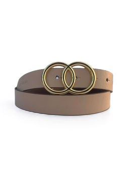 BELWABA - Women Beige Double O Ring Buckle Belt