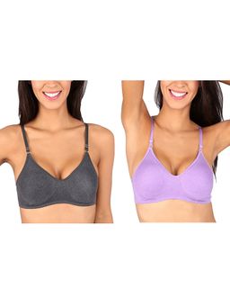 Bralux - Bela T-Shirt Bra Melange Lavender - Melange Black Set Of 2