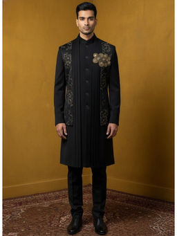 TAJIRI - LIOR Black Kurta With Jacket & Trouser