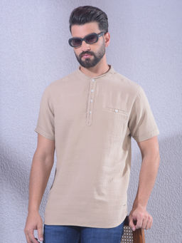 CRIMSOUNE CLUB - Mens Beige Short Kurta