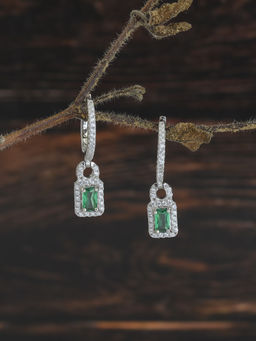 Ornate Jewels - 925 Silver 0.25 Carat Green Emerald Bali Hoop Earring for Women and Girls (One Size)
