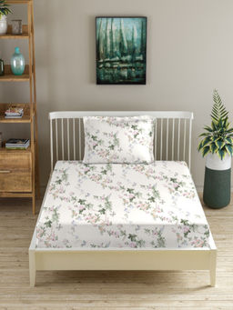 MORADO - Premium Glace Cotton White Flat Bedsheet with 1 Pillow Cover