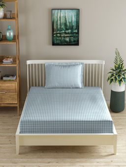 MORADO - Premium Glace Cotton Grey Flat Bedsheet with 1 Pillow Cover