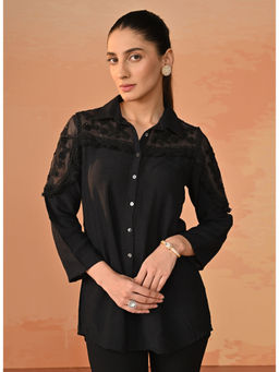 Lakshita - Black Embroidered Georgette Shirt