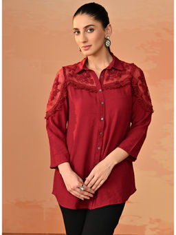 Lakshita - Maroon Embroidered Georgette Shirt