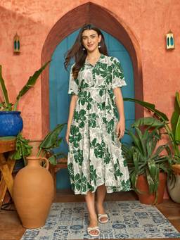 Stylum - Women Green Floral Cotton Dress