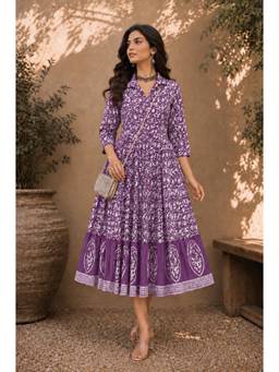 Stylum - Women Purple Printed Cotton Dress