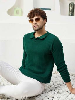 Kvetoo - Green Polo Collar Sweater