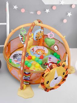 Baby Moo - Lion Infant Play Mat Activity Gym with Hanging Toys and Balls - Yellow (Set of 35)