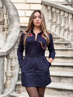 Loudless - Serpent Printed Shirt Dress for Women