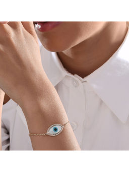 Kaj Fine Jewellery - Small Marquise Evil Eye Diamond Chain Bracelet in 14KT Yellow Gold