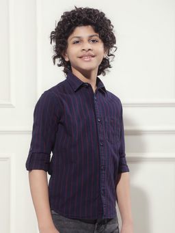 CRIMSOUNE CLUB - Boy Blue Vertical Striped Shirt
