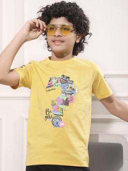 CRIMSOUNE CLUB - Boy Yellow Graphic Print T-Shirt
