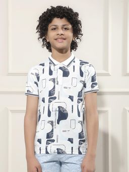 CRIMSOUNE CLUB - Boy Blue Graphic Print Polo T-Shirt