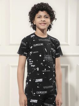 CRIMSOUNE CLUB - Boy Black Graphic Print T-Shirt