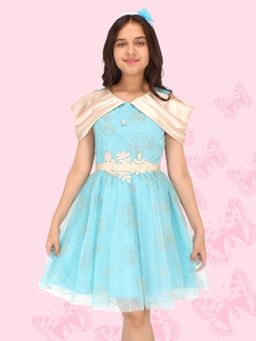 Cutecumber - Girls Fit And Flared Floral Dress With Hairband