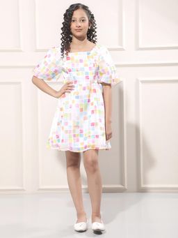 CRIMSOUNE CLUB - Girl Printed Square Neck Dress