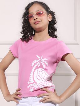 CRIMSOUNE CLUB - Girl Pink Graphic Print T-Shirt