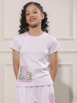 CRIMSOUNE CLUB - Girl Purple Printed T-Shirt