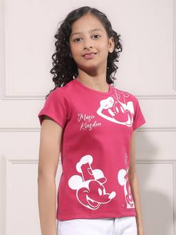 CRIMSOUNE CLUB - Girl Cartoon Print Pink T-Shirt