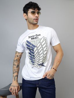 Free Authority - Official Attack On Titans Printed Regular Fit White T-Shirt