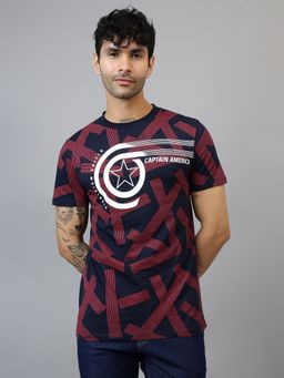 Free Authority - Official Captain America Printed Regular Fit Multi-Color T-Shirt