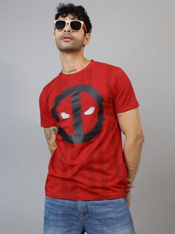 Free Authority - Official Deadpool Printed Regular Fit Red T-shirt