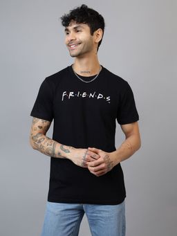 Free Authority - Official Friends Printed Regular Fit Black T-shirt