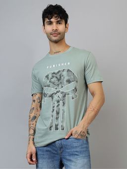 Free Authority - Official Punisher Printed Regular Fit Green T-shirt