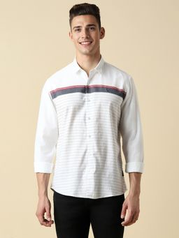 Allen Solly - Men White Stripes Full Sleeves Regular Fit Casual Shirt