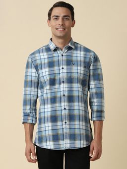 Allen Solly - Men Blue Checks Full Sleeves Regular Fit Casual Shirt
