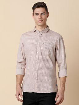Allen Solly - Men Beige Printed Full Sleeves Regular Fit Casual Shirt