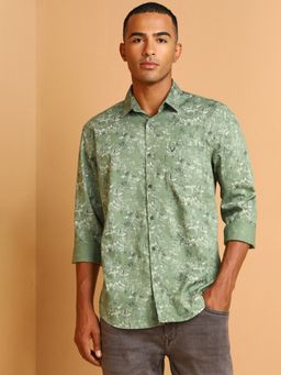 Allen Solly - Men Green Floral Full Sleeves Regular Fit Casual Shirt