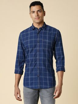 Allen Solly - Men Blue Checks Full Sleeves Regular Fit Casual Shirt