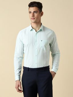 Allen Solly - Men Blue Stripes Full Sleeves Slim Fit Formal Shirt
