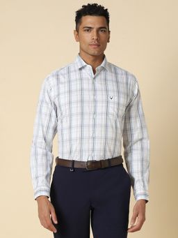 Allen Solly - Men White Checks Full Sleeves Slim Fit Formal Shirt