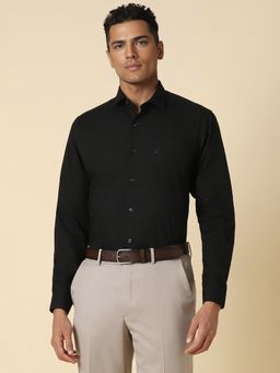 Allen Solly - Men Black Solid Full Sleeves Slim Fit Formal Shirt