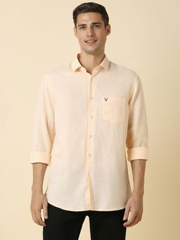 Allen Solly - Men Beige Solid Full Sleeves Slim Fit Casual Shirt