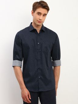 Allen Solly - Men Black Printed Full Sleeves Slim Fit Casual Shirt