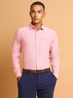 Allen Solly - Men Pink Solid Full Sleeves Slim Fit Formal Shirt