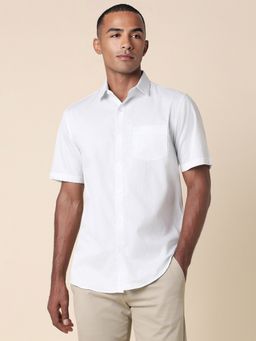 Allen Solly - Men White Stripes Half Sleeves Slim Fit Casual Shirt