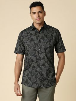 Allen Solly - Men Black Printed Half Sleeves Slim Fit Casual Shirt