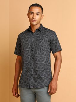 Allen Solly - Men Black Printed Half Sleeves Slim Fit Casual Shirt