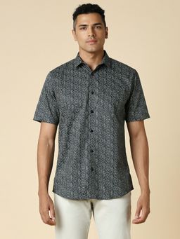 Allen Solly - Men Black Printed Half Sleeves Slim Fit Casual Shirt