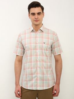 Allen Solly - Men Multi-Color Checks Half Sleeves Slim Fit Casual Shirt