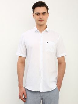 Allen Solly - Men White Solid Half Sleeves Slim Fit Casual Shirt