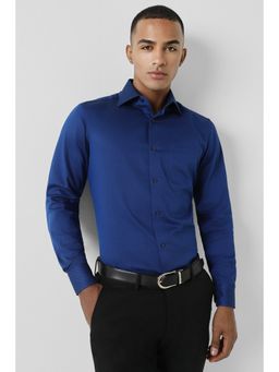 Allen Solly - Men Blue Textured Full Sleeves Regular Fit Formal Shirt