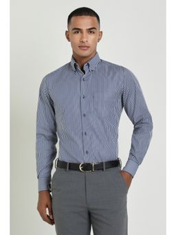 Allen Solly - Men Grey Stripes Full Sleeves Regular Fit Formal Shirt