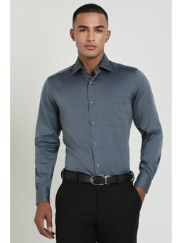 Allen Solly - Men Grey Textured Full Sleeves Regular Fit Formal Shirt